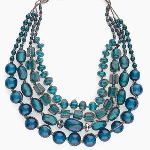 Chico's Anne Short Teal Stone Multi-Strand Necklace